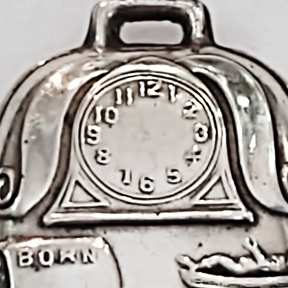 Vintage Victorian Sterling Silver Birth Announcement Pendant Charm - Picture 2 of 6